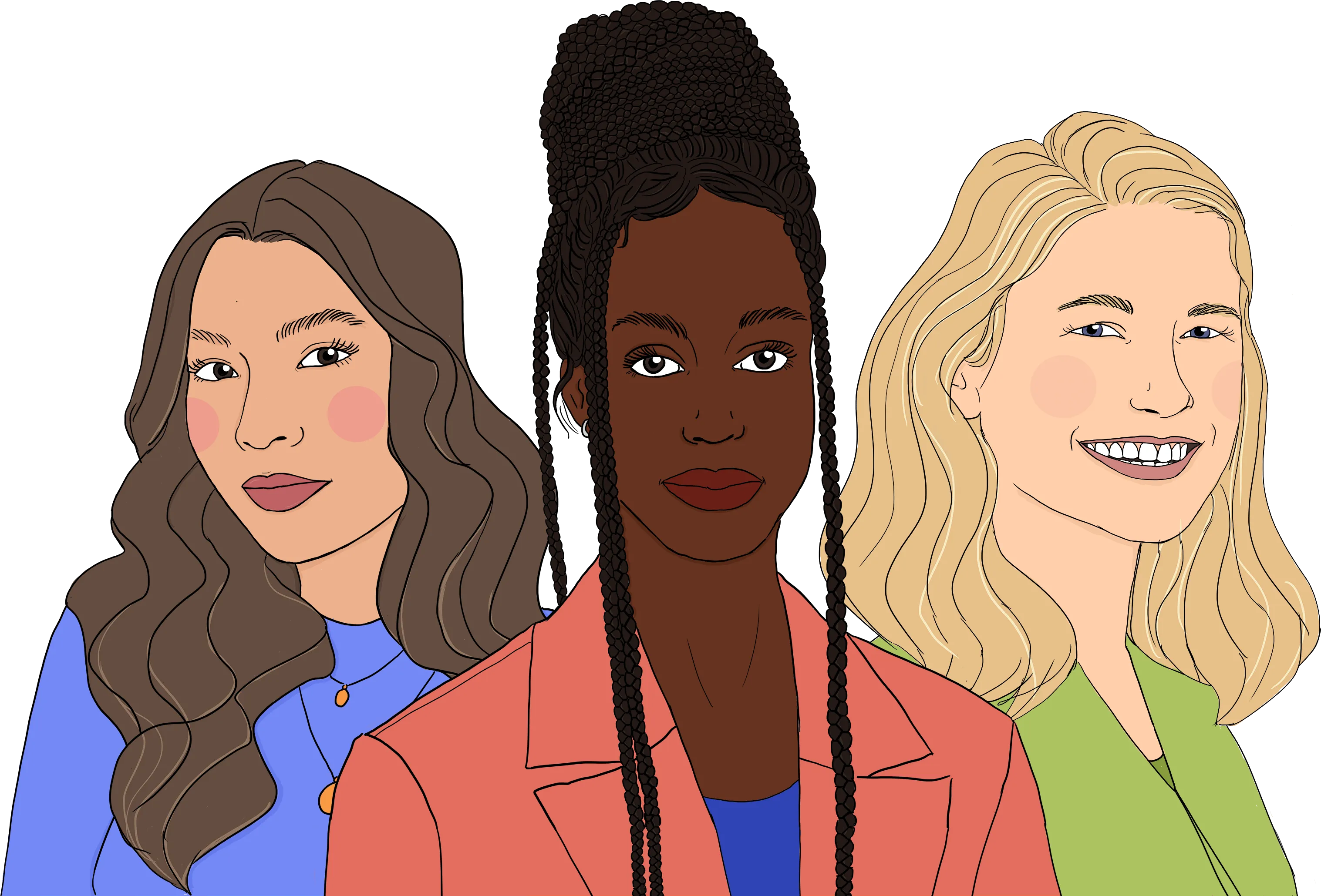 Portret illustratie drie vrouwen